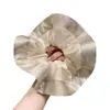 Goma de pelo plisada de satén con degradado de flor de rosa, doble capa, para mujeres, con perla, temperamento suave, para moño, coleta baja