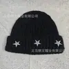 Gorro de punto cálido de estilo coreano para otoño e invierno de alta calidad con bordado de estrella de cinco puntas, versátil y único, gorro de punto dulce y fresco para mujer