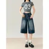 Pantalones de Mezclilla Azules Cómodos, Elegantes, Sexys, Ajustados, Moldeadores de Vientre, Versátiles, con Caída Suelta, Amigables para Figuras de Pera, que Cubren las Caderas, Ropa Exterior, Pantalones Acampanados Cortos