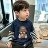 Camiseta de manga larga para niños, top falso de dos piezas para niños, camiseta básica de otoño, estilo primavera y otoño, ropa interior de algodón puro para niños mayores