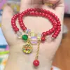 Ventas Directas de Fábrica de Nuevas Pulseras Rojas de Año de Nacimiento del Zodiaco, Suministro para Transmisiones en Vivo, Pulseras Rojas de Cristal con Doble Capa para el Año del Caballo