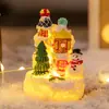 Casa de Pão de Gengibre de Resina de Natal Casa Pequena Papai Noel Boneco de Neve Micro Paisagem Enfeites de Resina Decorações de Natal Enfeites