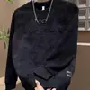 Suéter casual de moda con teñido degradado, nuevo top sudadera versátil de tendencia con relieve y letras, nuevo para otoño e invierno para hombre, manga larga