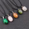 Colgante pequeño ovalado de jade y ágata de cristal natural semiprecioso, colores aleatorios, accesorios para collar, producto nuevo transfronterizo.