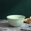 Tazón Redondo para Fideos Instantáneos de Paja de Trigo 17 cm Tazón de Arroz para el Hogar Japonés Dormitorio de Estudiantes Tazón a Prueba de Caídas para Sopa Tazón para Fideos Ramen