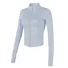 Cuello alto Adelgazante Ropa exterior deportiva para mujer Ropa de fitness Chaqueta ajustada Top para yoga y running Alta elasticidad Manga larga Otoño e Invierno