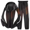 Conjunto Deportivo para Pareja Hombres Nuevo Primavera y Otoño Holgado Talla Grande Cárdigan Casual Chaqueta con Cuello Alto y Pantalones Conjunto de Dos Piezas