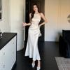Vestido Plisado Estilo Francés de Verano 2025 Transfronterizo para Mujer con Acabado de Alta Gama, Elegante Diseño que Ceñe la Cintura, Efecto Adelgazante y Corte Ajustado al Cuerpo