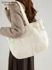 Bolsa Tote de Nylon Grande Capacidade Estilo Coreano para Inverno para Mulheres, Novo Design de Nicho, Bolsa de Mão e Bolsa de Ombro Versátil para Uso Diário