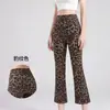 2026 Novo Estampa de Leopardo Cropped Flare Esportivo Casual Moda Cintura Alta Fitness Roupa Externa Micro Flare Calça Cropped Calça Micro Flare