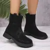 Botas casuales de moda de cuero de talla grande, estilo europeo y americano, con cremallera trasera de estampado de leopardo, botas de jinete Martin