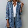 Chaqueta vaquera transfronteriza para otoño e invierno, con patchwork de encaje floral calado, de un solo botón, de longitud media, abrigo suave para el día a día para mujer