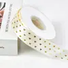 Fita de Cetim Pequeno Coração com Estampa Dourada Laço Artesanal DIY Fita para Roupas Acessórios Fita para Laço de Presente Embalagem de Flores