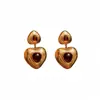 Pendientes de Corazón de Melocotón Asimétricos del Mismo Estilo que Ma Xiaotong Diseño Original de Nicho Pendientes de Alta Gama Retro Franceses