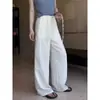 Pantalones Blancos de Lino Estrechos de Pierna Ancha para Mujer, Novedad Verano 2026 Delgados de Cintura Alta Adelgazantes Sueltos Transpirables de Largo Completo