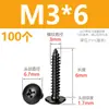 Tornillos autorroscantes de cabeza de cruz de acero inoxidable 304 negros, tornillos autorroscantes de cabeza de hongo M3M4M5M6