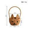 Cesta de mão tecida em plástico imitação de rattan, cesta de armazenamento de lanches para mesa, cesta de frutas, cesta de armazenamento, cesta para acessório de foto de coelho