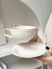 Taza de Café y Platillo Chubbycat Huaxi Retro Horneado a Torno Taza de Té de Flores para el Té de la Tarde Taza para Arte Latte Taza Latte Americano