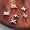 Prata 925 zircônia pura X-shaped zircônia separador de contas fio de cristal conta de contas cruz separador pulseira acessório DIY acessório cravejado com diamantes material