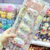 Pinza para el cabello para niña con lazo de encaje de flores pequeñas a cuadros estilo macaron fresco coreano
