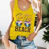 2024BEACH Chaleco con Estampado de Ojos para Mujer Top Europeo y Americano Camiseta para Mujer en stock Top Casual para Mujer