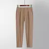Calça Masculina Simples de Luxo Leve Estilo Britânico Verão Fina Respirável Versátil Casual Longa Moda Tendência Skinny