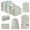 Set de Bolsas de Almacenamiento para Viaje, Set de Siete Piezas de Bolsas de Almacenamiento para Ropa y Zapatos, Organizador de Maleta, Bolsa para Artículos de Tocador y Cosméticos