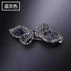 Horquilla para el pelo con lazo para la parte posterior de la cabeza para mujer, horquilla para madre, elegante, mediana, horizontal, con resorte, con diamantes de imitación