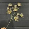Flores de Nochevieja, Flores Artificiales Doradas, Eucalipto Dorado, Hortensia, Abanico Dorado, Hojas de Ginkgo, Cubo de la Fortuna, Arreglo Floral, Hojas, Flores de Plástico