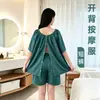 Roupa de Massagem nas Costas para Salão de Beleza, Roupa de Moxabustão, Roupa de Sauna e Massagem com Ventosaterapia e Gua Sha para Homens e Mulheres, Roupa de Beleza para Clientes