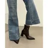 Botas de Tacón Alto con Punta Chuyuji para Mujer 2026 Nuevo Otoño Invierno Estilo Francés Botas Ajustadas Botines de Tacón Grueso Retro