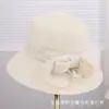Sombrero de paja transpirable para mujer, estilo francés, color crema, con lazo de encaje tejido de paja, versátil sombrero de sol para playa de verano