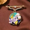 Broche de flor de estilo ocidental antigo com esmalte court vintage para mulheres socialites fivela de pino para corsage
