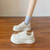 Zapatos de plataforma con suela gruesa, cabeza grande, zapatos blancos pequeños para mujer, novedad primavera 2025, aumento de altura, casual, zapatos de plataforma para primavera y otoño, populares entre los estudiantes, zapatos para mujer