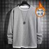 Camiseta de Manga Larga tipo Waffle para Hombre 2024 Primavera y Otoño Nueva Camiseta Base de Suéter para Hombre Color Sólido