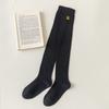 Zudela Calcetines Nuevos para Niños Otoño e Invierno Algodón Color Puro Raya Vertical Calcetines hasta la Pantorrilla por Encima de la Rodilla Niñas Calcetines de Algodón Bordados Venta al por Mayor