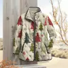 2025temu estación independiente otoño e invierno nuevo estilo estampado navideño cárdigan chaqueta acolchada de algodón de un solo botón ropa de algodón para mujer