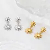 Pendientes de Acero Inoxidable Brillantes con Diseño de Sol Transfronterizos, Broqueles que No se Desvanecen, Pendientes de Moda Versátiles de Alta Gama, Nuevos Estilos de Otoño e Invierno