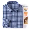Camisa xadrez escovada de alta qualidade, tamanho grande transfronteiriça masculina casual de manga comprida, jaqueta de primavera e outono da Amazon, camisa masculina