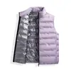 80% plumón de pato blanco, chaleco de plumón ligero de color sólido cálido de invierno para pareja, con cuello alto, sin mangas, versátil