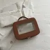 Bolsa de Maquiagem Portátil, Simples e Estilosa com Compartimento Único, Bolsa de Armazenamento de Cosméticos Multifuncional de Mão para Viagem, Necessaire de Grande Capacidade