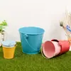 Venta al por mayor de fábrica Cubo de metal de hojalata de colores en maceta Mini cubo pequeño de hierro Adorno de artesanía creativa Cubo de hierro rojo de mano para niños