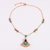 Design em Forma de Leque de Luxo Leve Zircônia Microincrustada Turquesa Moda Versátil para Conjunto Diário Versátil Fábrica de Origem Colar Feminino