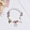 Pulseira simples de cristal de concha branca estilo coreano, moda combina com tudo para mulheres, pulseira de miçangas de vidro multielementos, joias por atacado