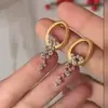 Brincos Redondos com Franjas, Inlaid Diamante, Agulha de Prata, Estilo Cool, Luxo Leve, High-End, Brincos Exquisitos, Modernos, Únicos, Versáteis