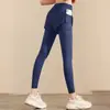 Pantalones Deportivos de Fitness para Mujer Dos en Uno con Bolsillos Laterales, Pantalones Largos para Correr, Pantalones de Yoga Profesionales de Entrenamiento Pilates de Primavera, Tallas Grandes