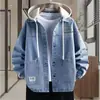 Chaqueta vaquera para hombre para primavera y otoño, nueva chaqueta con capucha vintage de moda, camisa holgada para adolescentes y estudiantes, casual y elegante