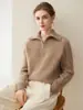Suéter de cuello alto con media cremallera 100% cachemira pura para mujer, nuevo estilo otoño e invierno, tejido holgado y favorecedor, top básico de manga larga