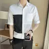 2024 Nova Camisa de Alto Padrão Masculina de Manga Curta de Verão Duffy Marca Bonita Tendência Roupas Casuais de Meia-manga com Contraste