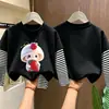 Camiseta base de imitación de dos piezas para niñas, ropa de otoño, algodón puro casual nuevo estilo 2026, camiseta de manga larga para niñas, temporada de otoño